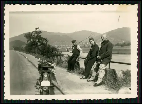 3x Foto Michelaubrück Michelau Gemünden Main Saale - Motorrad Dorf-Straße Schild