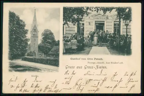 AK - Groß-Ziethen - Kirche & Gasthof von Otto Petsch - bei Berlin 1901 gelaufen