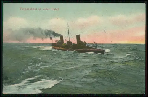 AK - Wilhelmshaven - Torpedoboot der Kaiserlichen Marine volle Fahrt - 1914 gel.