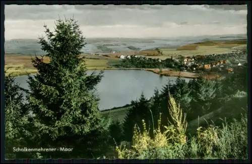 AK - Schalkenmehren Vulkaneifel Eifel Maar - Dorf und Kirche kolorierte Ansicht