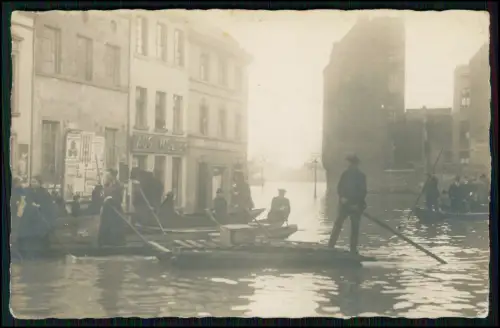 Foto AK - Stadt wer weiß Wo ? - Überschwemmung 1910er Wasserflut Flutkatastrophe