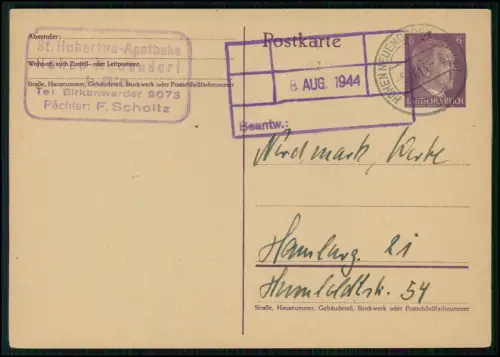 4x Postkarte Ganzsache Apotheke Stempel St. 1944 gelaufen viel Handschrift Info