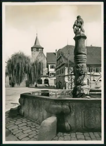 Foto 18x13 - Winterbach Marktplatz Brunnen Kirche Fachwerkhäuser Kirche Remstal
