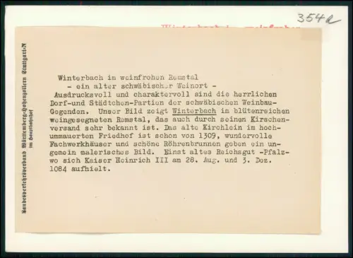 Foto 18x13 - Winterbach Marktplatz Brunnen Kirche Fachwerkhäuser Kirche Remstal