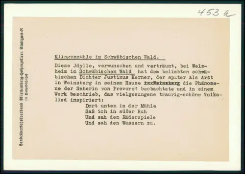 Foto 18x13 - Welzheim Klingenmühle - Schwäbischer Wald Fachwerk Idylle Bachlauf