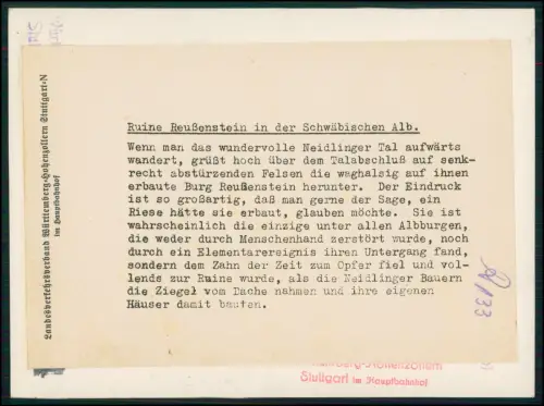 Foto 18x13 - Reußenstein Schwäbische Alb Burgruine Felsmassiv Talblick Albtrauf