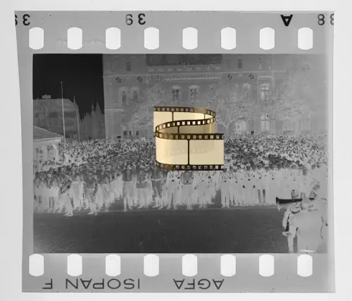 Original Negativ 4x3,5cm - Lübeck Schleswig-Holstein - Soldaten vor Gebäude