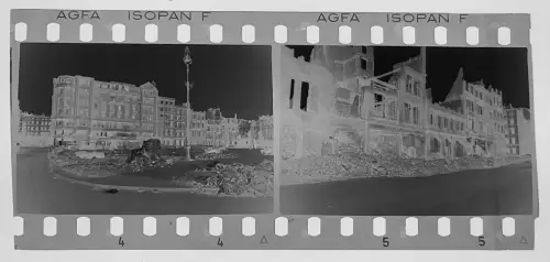 5x Original Negativ 4x3,5cm - Wehrmacht Soldaten - Kriegszerstörung Frankreich