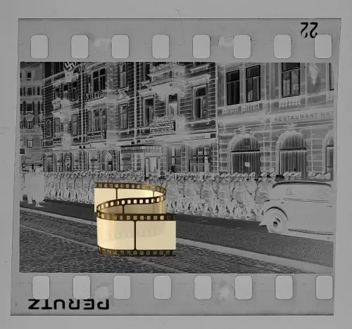 Original Negativ 4x3,5cm - Wehrmacht Soldaten - Frankfurt am Main - Kölner Hof