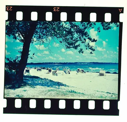 5x Original Fab-Dia 4x3,5cm  Ostseebad Scharbeutz Strandhalle Badegäste 1960er