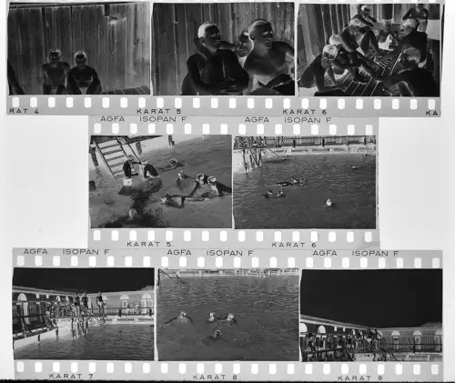 8x Original Negativ 4x3,5cm - Wehrmacht Soldaten Westfront Badeanstalt Freizeit