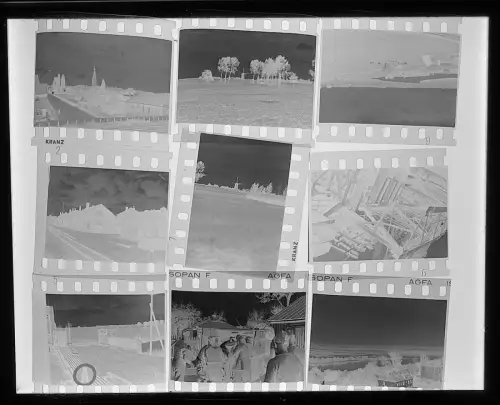 9x Original Negativ - 4x3,5cm - Wehrmacht Soldaten - Einsatz Windmühle u. andere