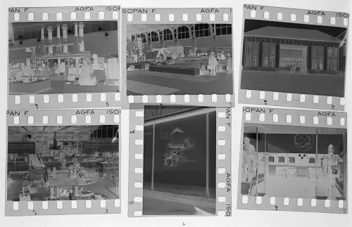 6x Orig. Negativ 4x3,5cm Leipzig Messe Industrie Ausstellung Siemens Gas Werbung