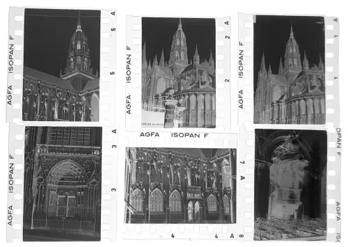 8x Orig. Negativ 4x3,5cm - Soldaten Wehrmacht -  Bayeux Calvados, Cathédrale