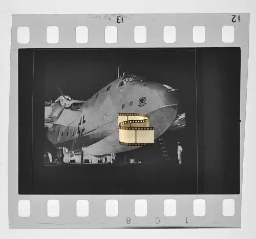 Negativ 4x3,5cm - Travemünde Flugzeug Flugboot - Blohm Voss BV 222 Werftaufnahme