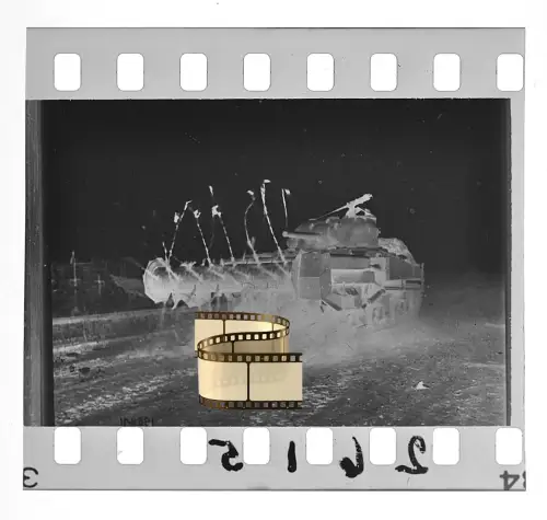 Negativ 4x3,5cm - Deutschland US Soldaten Panzer Tank 1945 - US Archiv