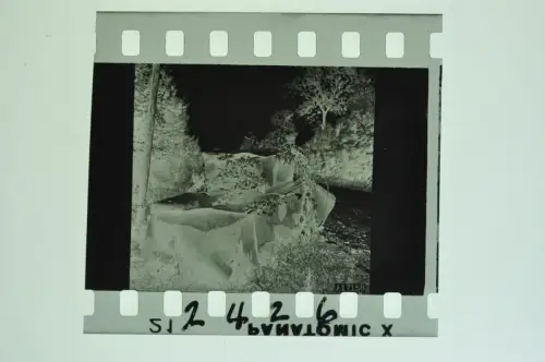 Negativ 4x3,5cm -  Panzer Tank Kampfwagen im Wald Tarnung mit Planen ?