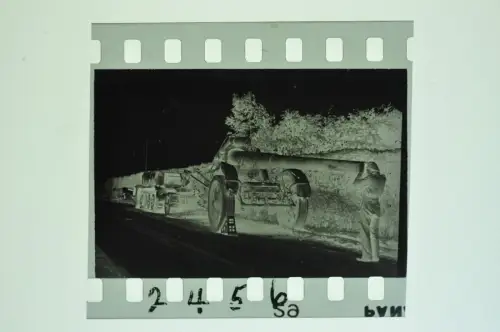 Negativ 4x3,5cm - Panzer Tank US Soldaten schwerer Mörser Geschütz - 1945 WK2