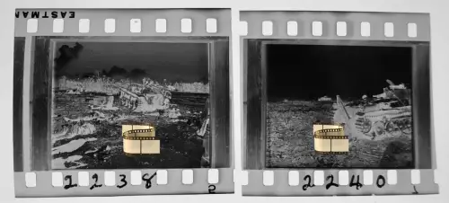 2x Negativ 4x3,5cm - Einsatz von Panzerkampfwagen Panzer Tank Bruch - 1944-45