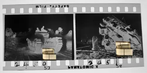 2x Negativ 4x3,5cm - Westalliierte USA Soldaten Panzer Tank Werfer - 1944-45