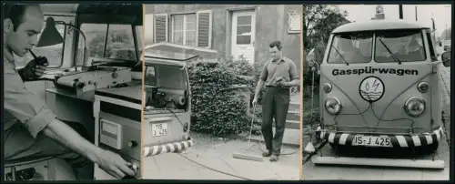 Pressefoto 33x13cm Dortmund Gasspürwagen VW T1 technische Überprüfung Gasleitung