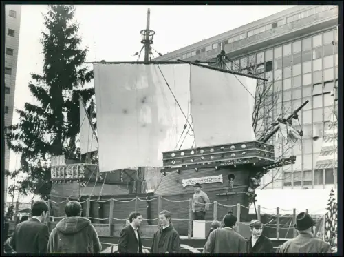 Pressefoto 20x15 Dortmund Weihnachtsmarkt Kogge 1968 Schiffattraktion Alte Markt