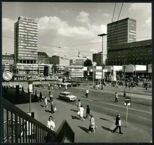 Pressefoto 19x18cm Dortmund mit Bahnhofsvorplatz, Hansa Bier Sparkasse Kino 1966