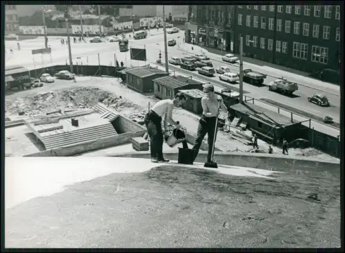 Pressefoto 18x13 Dortmund Großbaustelle Innenstadt 1960er Bauarbeiter Stadtszene