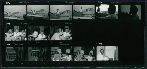 Südafrika Kontaktabzüge 14x Fotos Kleinbild 4x3,5 cm Flugzeug Pilot Reise Party