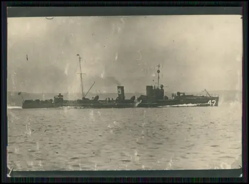 Foto 1.WK 9x6cm Marinegebiet Nordsee mit Torpedoboot V45 der Kaiserlichen Marine