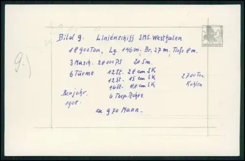 Foto AK 1.WK Linienschiffs SMS Westfalen deutsche Dreadnought-Klasse 1908 Dienst