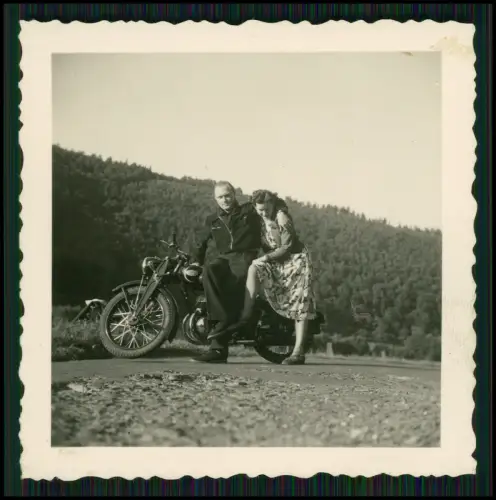 6x Foto Reise mit Motorrad 1950er Jahre zur Aggertalsperre und andere
