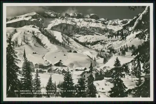 2x Foto AK - Gebiet Arabba Dolomiten Livinallongo Boè Sellagruppe Winter - 1937