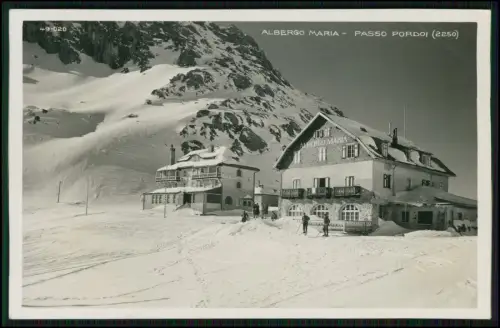 Foto AK - Passo Pordoi Hütte Albergo Maria Winter Dolomiten Italien Winter 1937