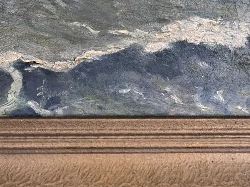 Marine Ölbild Segelschiff Szene um 1900 signiert Öl auf Leinen Original 54x43 cm