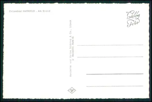 Foto AK - Breiter Strand von Haffkrug - zahlreiche Strandkörbe Badegäste Wellen