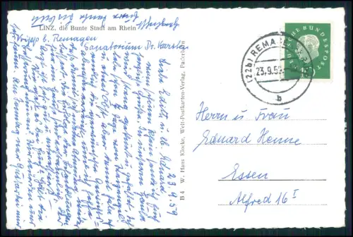 Foto AK - Linz am Rhein mit Fähre St Martin eindrucksvolle Szene am Mittelrhein