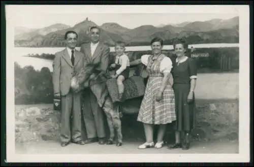 Foto AK - Bonn Königswinter am Rhein - Esel mit Familie und Kind im Sattel
