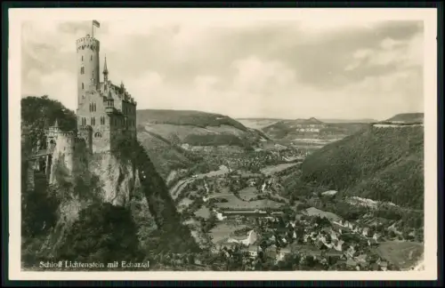 2x Foto AK Lichtenstein mit Schloss - Echaztal eindrucksvoll steiles Felsplateau
