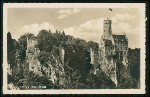 2x Foto AK Lichtenstein mit Schloss - Echaztal eindrucksvoll steiles Felsplateau