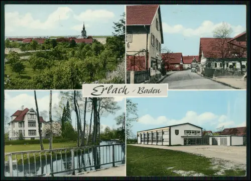 AK - Erlach Renchen Ortenaukreis - kolorierte Karte Schule Ortsansicht Kirche...