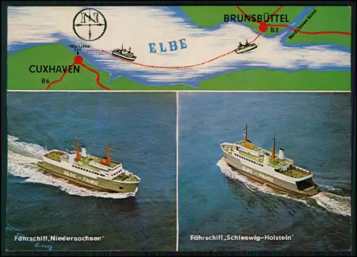 AK - Cuxhaven Brunsbüttel Elbefähre MS Niedersachsen MS Schleswig-Holstein Elbe