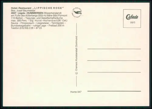 AK - Hummersen Lügde - im Lippe Weserbergland - Ansicht des Hotel Lippische Rose
