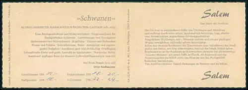 Klapp Werbekarte 30x10,5cm - Salem Baden - Gasthof Schwanen Innenraum Gaststube