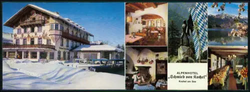 Klapp AK Werbekarte 30x10,5cm - Kochel am See - Schmied von Kochel - Alpenhotel