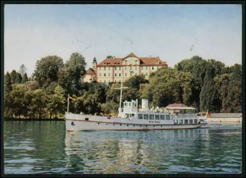 AK - Insel Mainau Bodensee - Motorschiff Mainau Deutschordensschloss Kirche Ufer