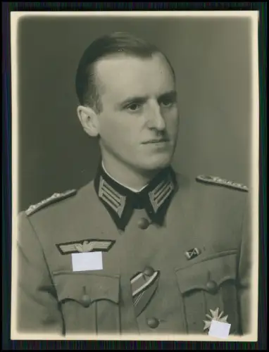 Foto 8x6cm - Porträt Soldat Wehrmacht - u. Zettel Brief handschriftliche Widmung