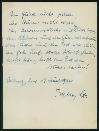 Foto 6x5,5cm - Porträt Soldat Wehrmacht u. Zettel Brief handschriftliche Widmung