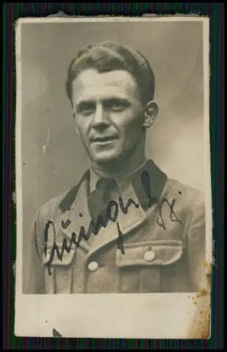 Foto 8x6cm - RAD Porträt Soldat - und Barackenlager Feier mit Maibaum und andere