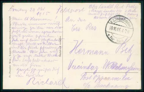 1.WK Landwehr inf. Rgt.122 - Soldat R. Betz - Feldpost Okt. 1915 Lagarde Moselle